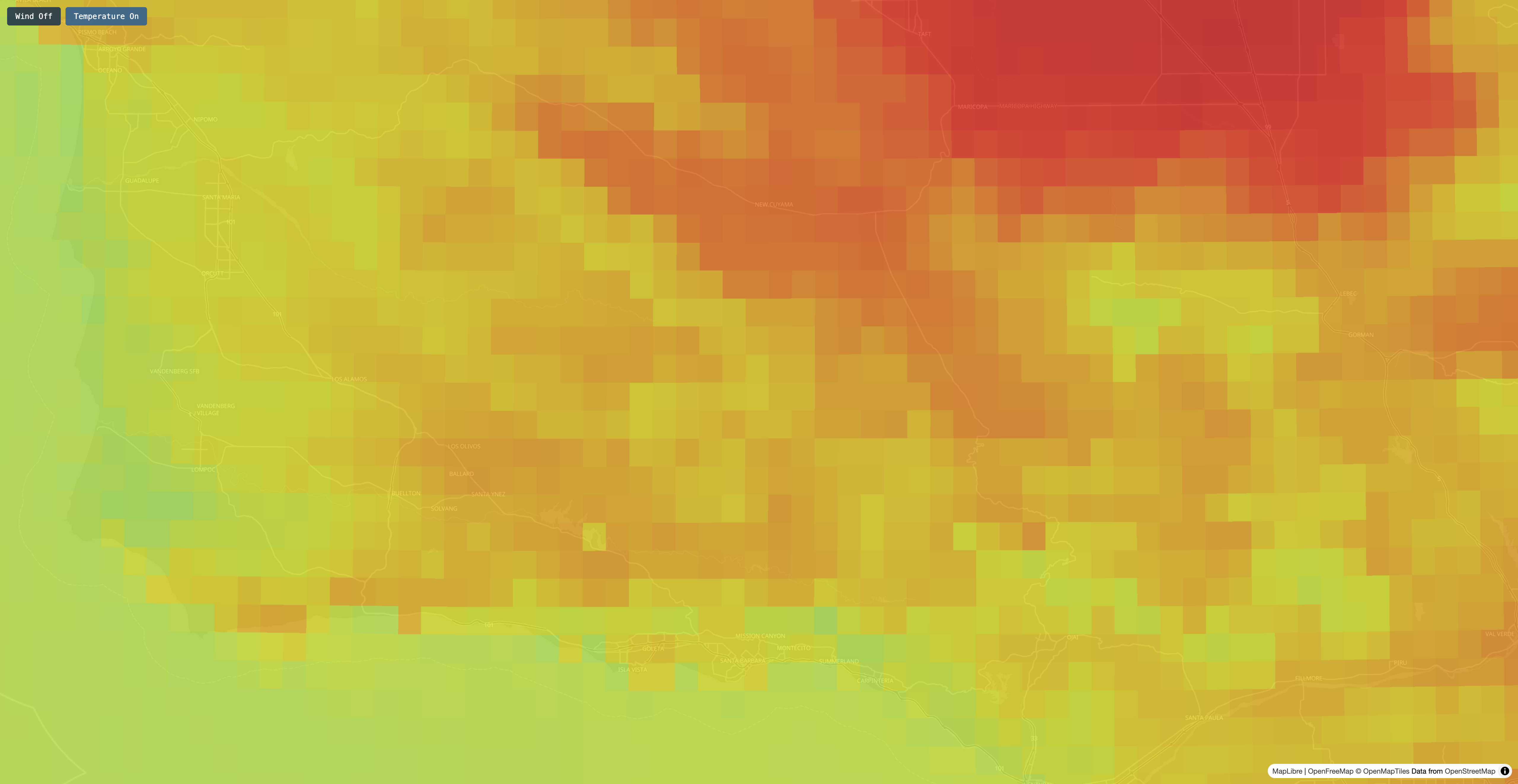Grayscale scalar GeoTIFF with temperature visualized; grid native resolution is visible