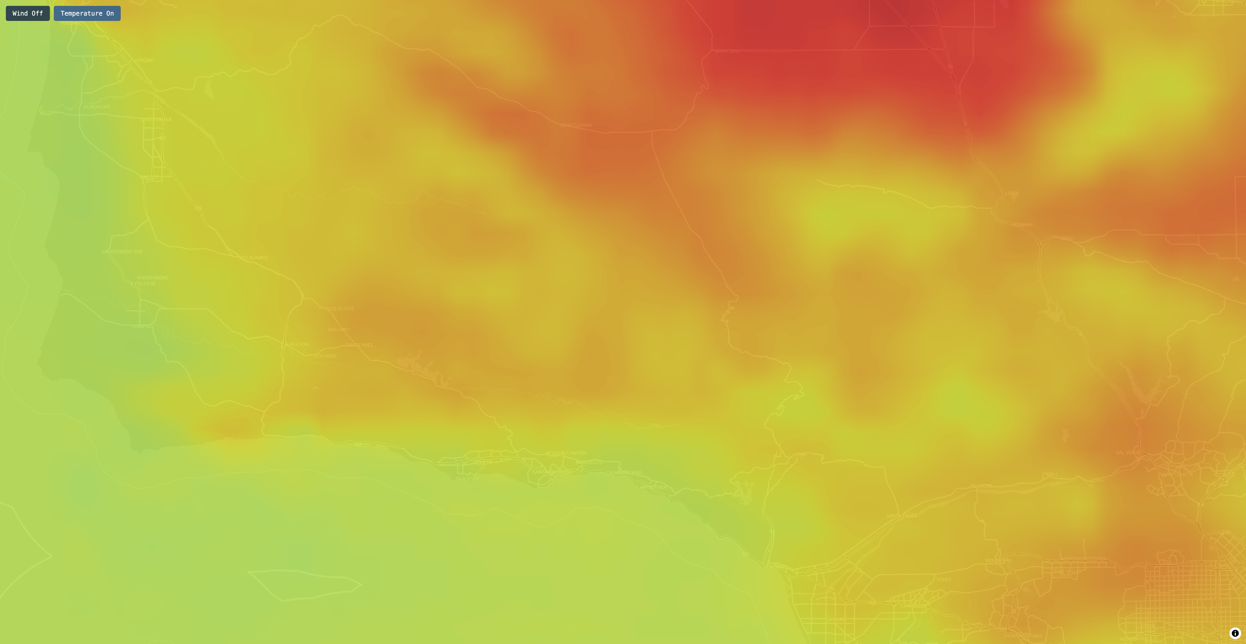 Smooth raster temperature layer example over a regional map